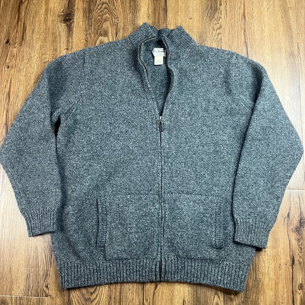 LL Bean Lambs Wool Full Zip Cardigan